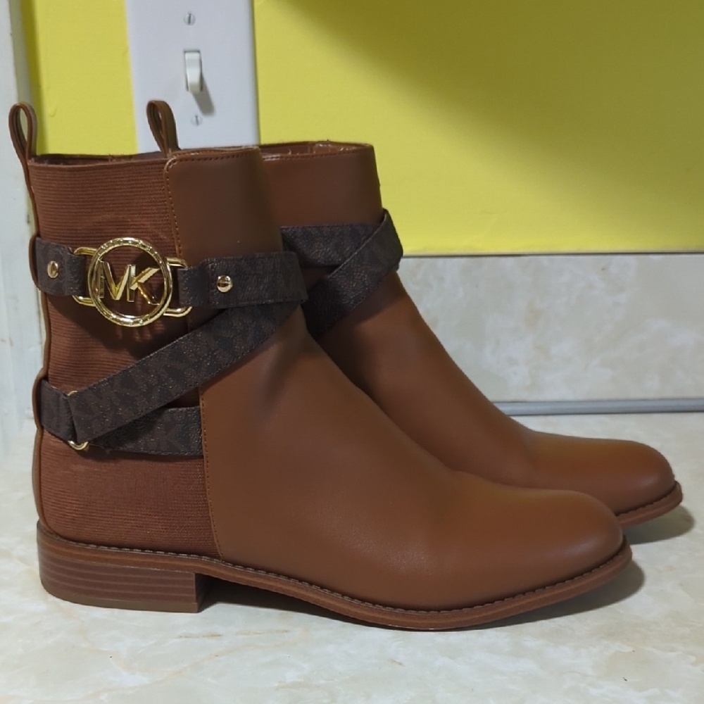 Michael Kors Tan Ankle Booties with Gold Accent